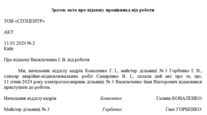 Акт про відмову працівника від роботи