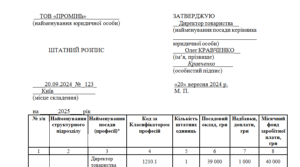 Штатний розпис з використанням фемінітивів згідно з Класифікатором