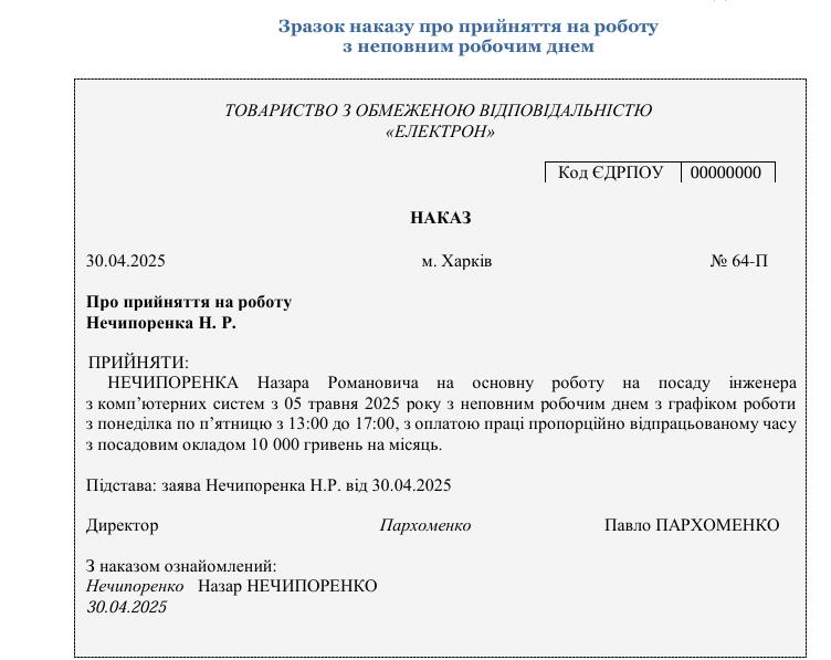 Прийняття на роботу з неповним робочим часом: день, тиждень чи поділ на частини