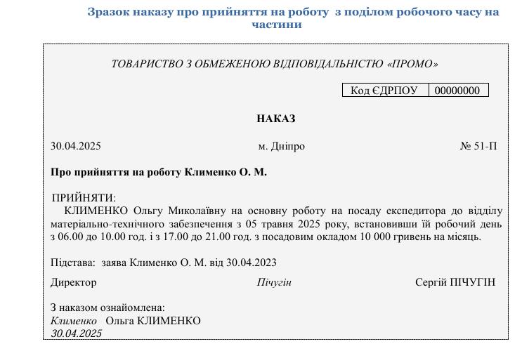 Прийняття на роботу з неповним робочим часом: день, тиждень чи поділ на частини