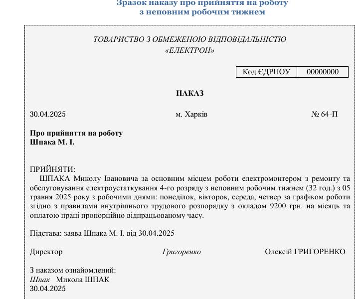 Прийняття на роботу з неповним робочим часом: день, тиждень чи поділ на частини