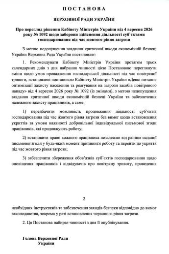 Робота без укриття під час жовтого рівня загрози: у Раді пропонують змінити правила